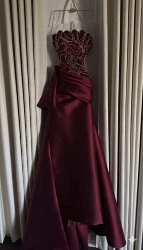 فستان سهره فخم عنابي