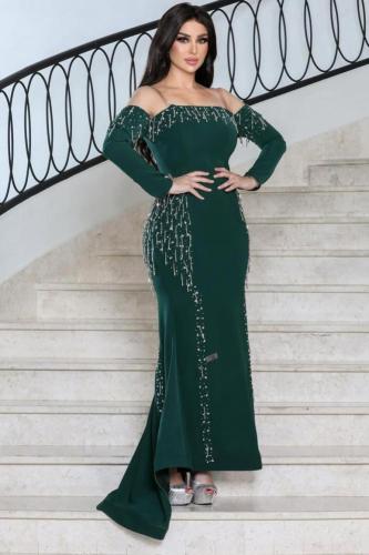 فستان سهره فخم اخضر