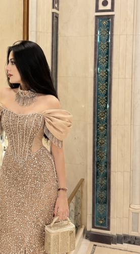 فستان سهره فخم بيج