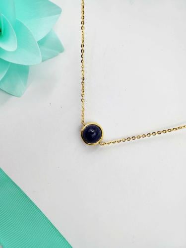 شوكر فضة مرصع باحجار الأونكس يتعليقة دائرية