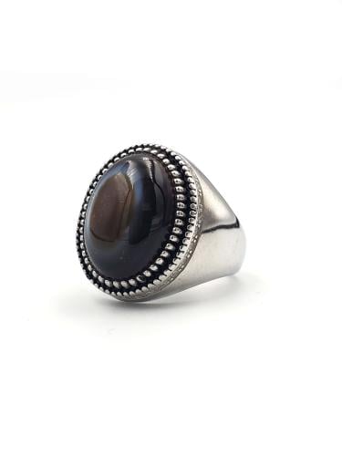 خاتم فضة عيار 925 بتصميم مميز ومزين بحجر العقيق