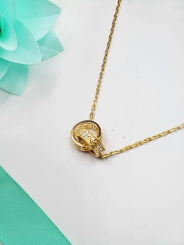 عقد فضة عيار 925 مطلي روديوم ومرصع بأحجار الزيركون