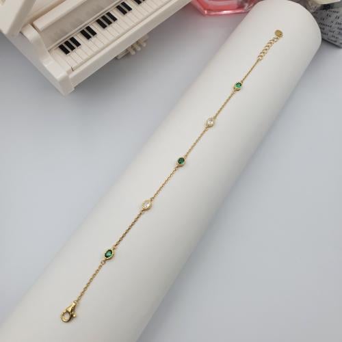 سوارة فضة عيار 925 مع فص زركون أخضر