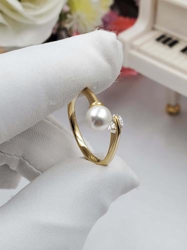 خاتم فضة عيار 925 مزين بصدفة دائرية وزركون