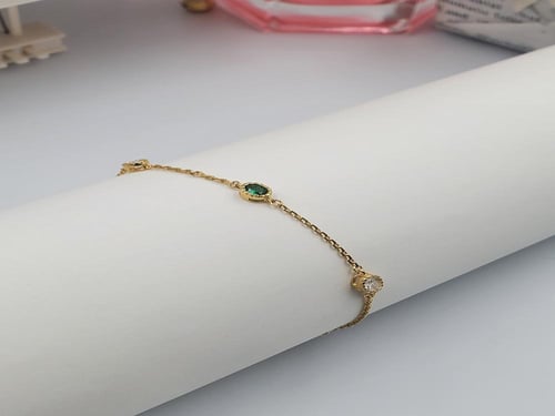 سوارة فضة عيار 925 مع فص زركون أخضر