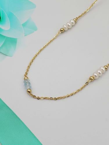 شوكر فضة مرصع باحجار اللؤلؤ والاونكس