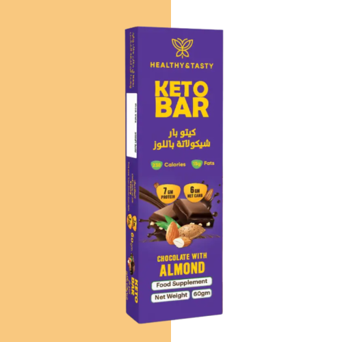 هيلثي اند تيستى كيتو بار شكولاتة باللوز 60 جرام