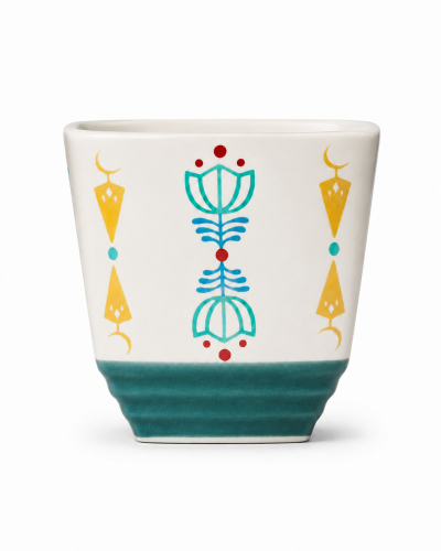Arabian Garden Dip-Glazed Ceramic Arabic Coffee Cu...