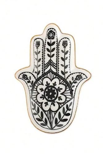 Hand Ceramic Jewelry Dish | Black & White Botanica...