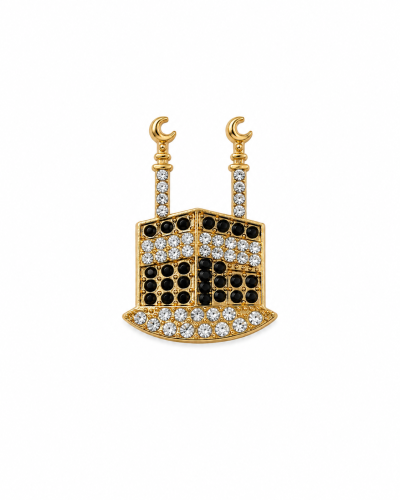 Crystal Kaaba Gold Brooch | Saudi Souvenir