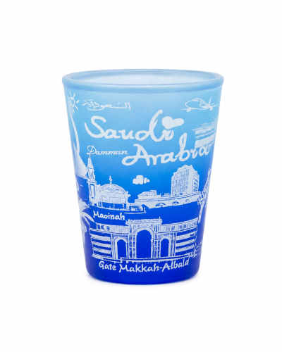 Saudi Arabia Cities Frosted Glass Shot Glass (Blue...