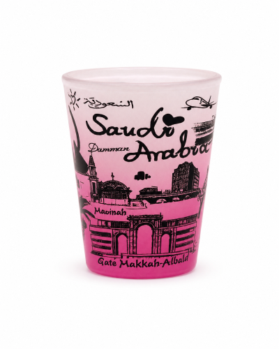 Saudi Arabia Cities Frosted Glass Shot Glass (Pink...