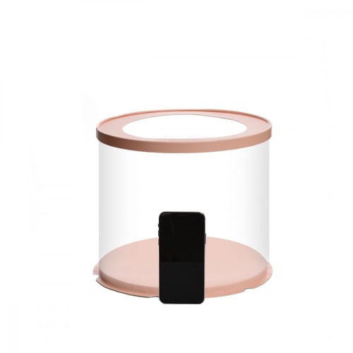 علبة دائرية شفافة للهدايا والكيك المرتفع بغطاء وقا...