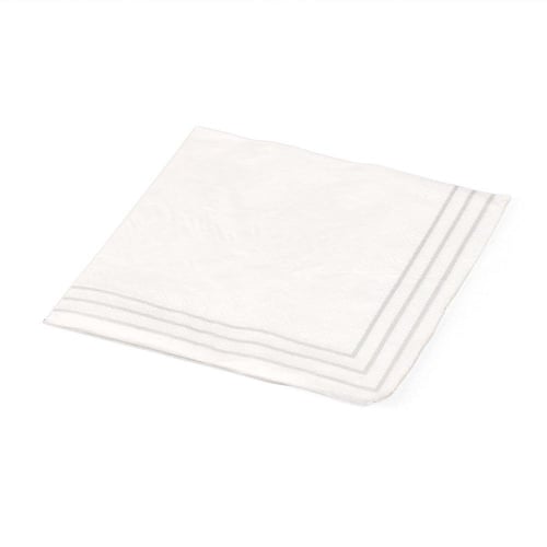 مجموعة (20) منديل أبيض فاخر بإطارات فضية - طبقتين...