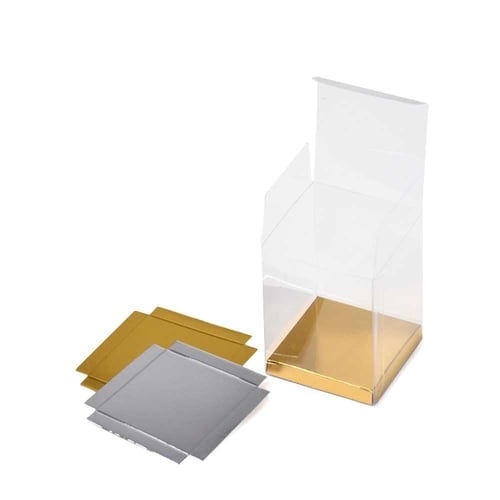 مجموعة (12) علبة بلاستيكية بقاعدة ذهبية وفضية - 8*...