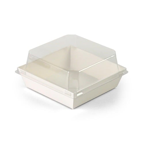 علب ورق بيضاء مربعة بغطاء منفصل شفاف -(10) حبة | 1...