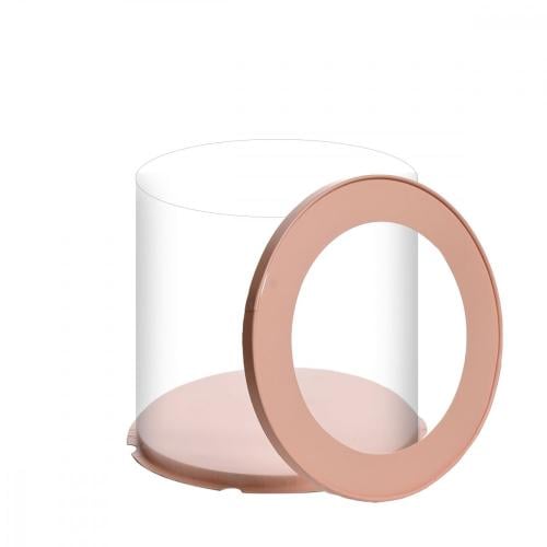 علبة دائرية شفافة للهدايا والكيك المرتفع بغطاء وقا...