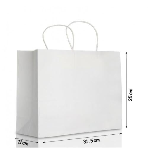 مجموعة (12) كيس ورق عرضي أبيض