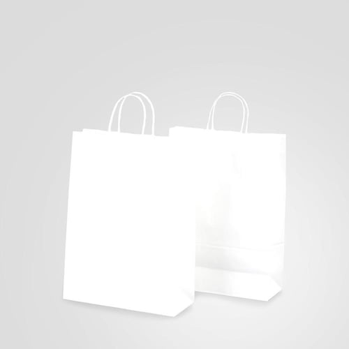 مجموعة ( 12) كيس ورق أبيض طولي الشكل بقاعدة - 31*4...