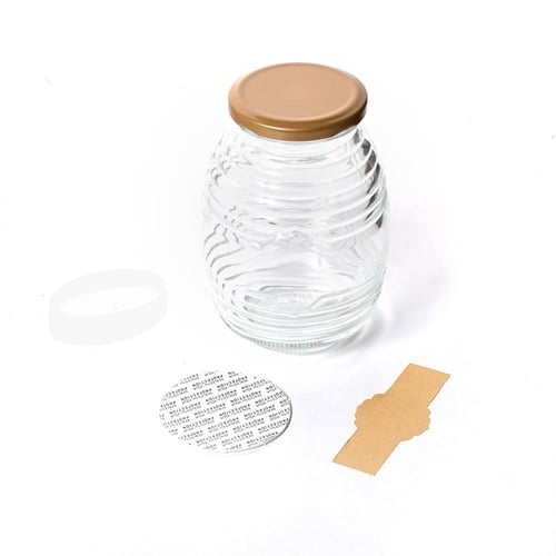 مجموعة (12) قارورة زجاجية لمنتجات العسل بغطاء ذهبي...