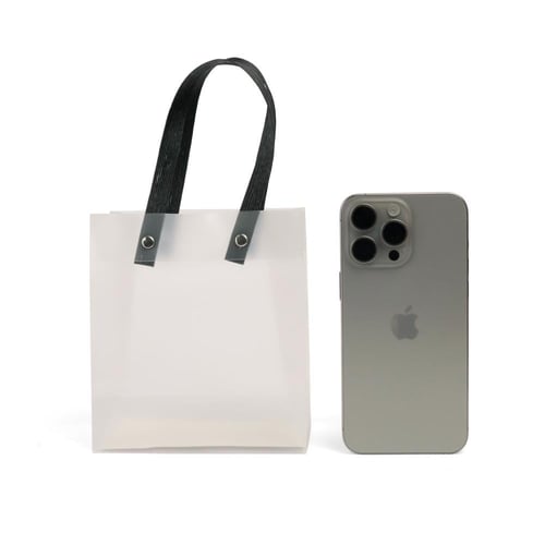 مجموعة (6) أكياس هدايا شفافة أنيقة بمسكة يد لون أس...