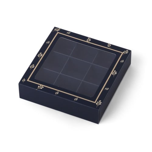 علبة شوكولاتة(9) أقسام بنافذة شفافة لون كحلي - (12...