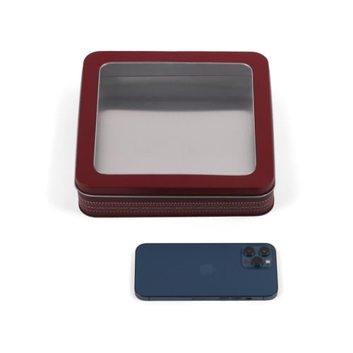 علب معدنية مربعة بغطاء ونافذة شفافة فاخرة لون عودي...