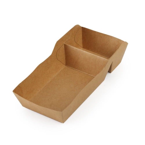 صحون ورق كرافت بني بقسمين - (50) حبة | 15 انز