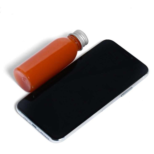 مجموعة (12) علبة بلاستيك للمشروبات بغطاء فضي - 55م...