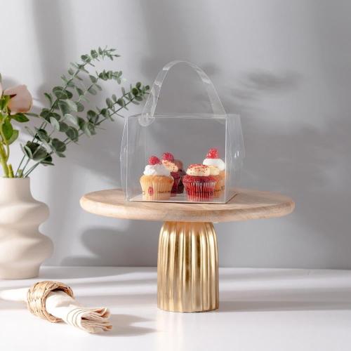 علب ورقية مربعة بغطاء شفاف - (6) حبة| 13*13*11 سم