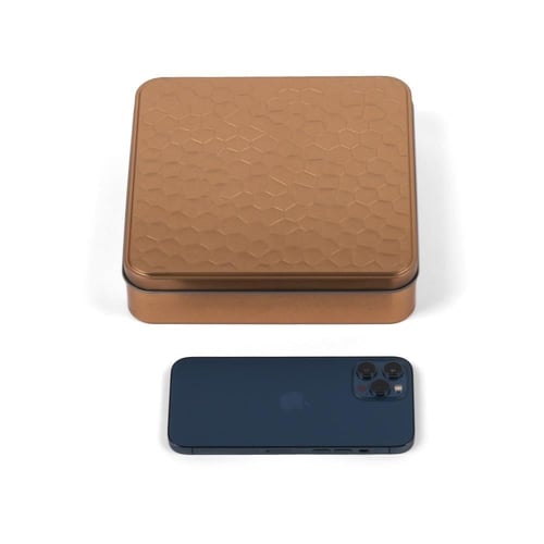 علب معدنية مربعة فاخرة لون ذهبي|19.7*19.7*4.8سم