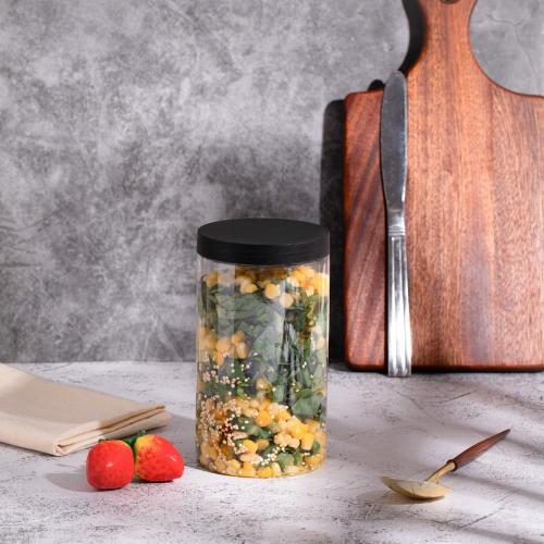 مجموعة (12) علبة بلاستيك بغطاء أسود | 720 مل