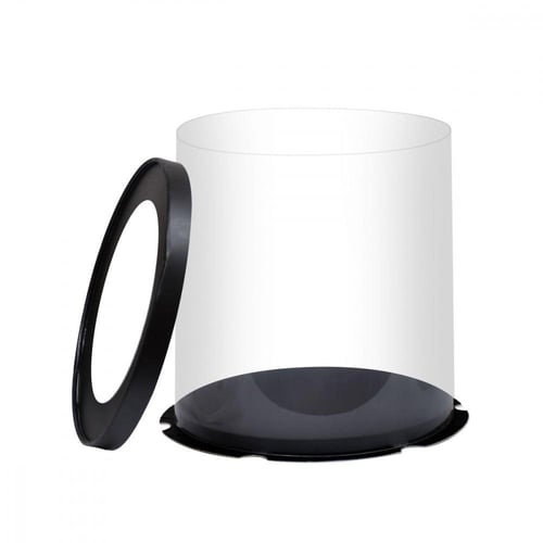 علبة دائرية شفافة للهدايا والكيك المرتفع بغطاء وقا...