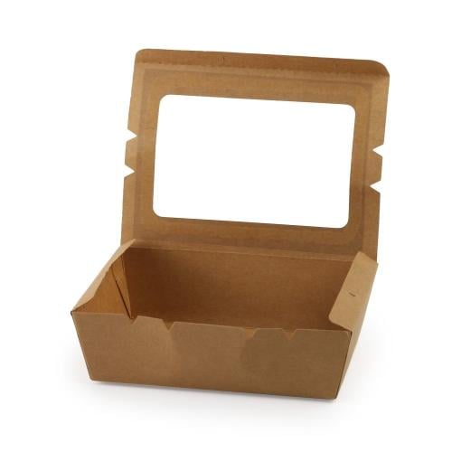 علب ورق كرافت بني بغطاء متصل ونافذة شفافة - (25) ح...