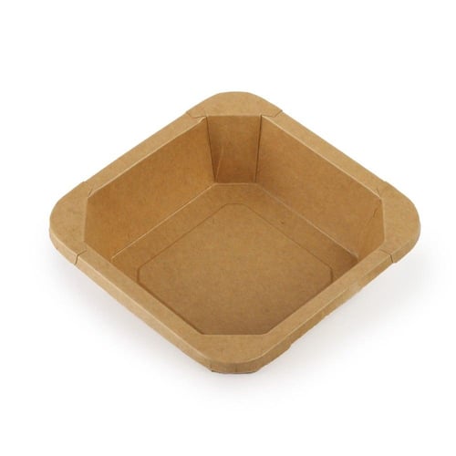وعاء ورقية كرافت بني مربع مع غطاء شفاف - (25) حبة...