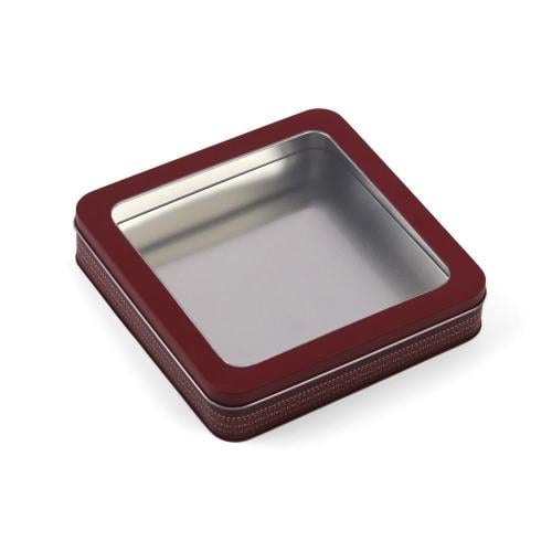 علب معدنية مربعة بغطاء ونافذة شفافة فاخرة لون عودي...