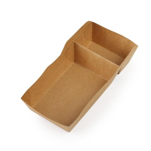 صحون ورق كرافت بني بقسمين - (50) حبة | 15 انز