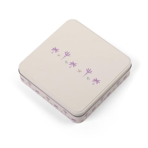 علب معدنية مربعة فاخرة لون بيج بثيم نخلة |19.7*19....