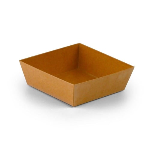 علب ورق كرافت بني مربعة بغطاء منفصل شفاف -(10) حبة...