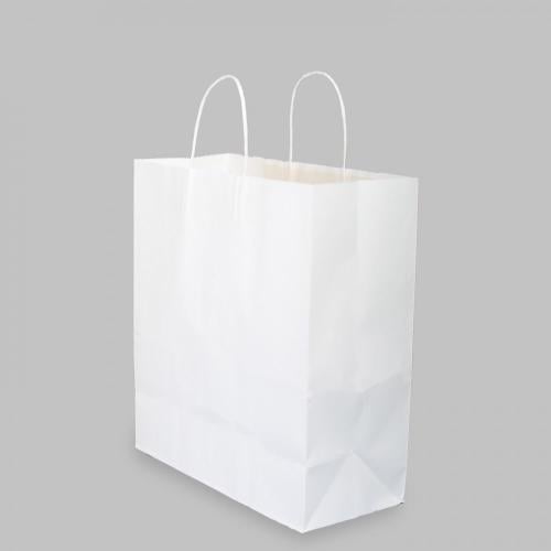 مجموعة ( 12) كيس ورق أبيض طولي الشكل بقاعدة - 32*1...