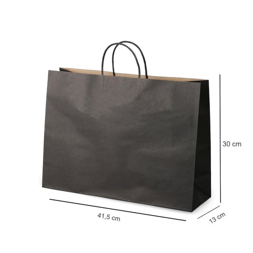 مجموعة ( 12) كيس ورق أسود عرضي الشكل بقاعدة - 42*3...