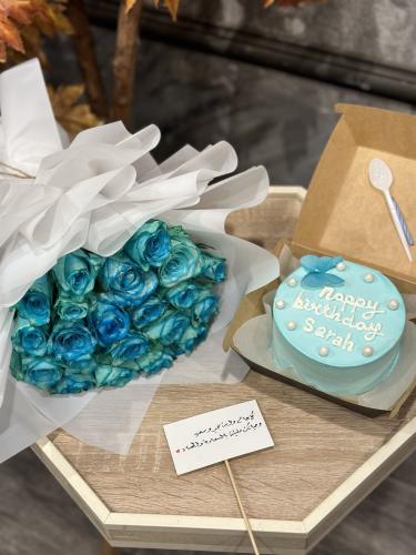 Korean cake with sky blue Dutch luxurious