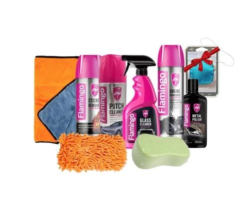 بكج غسيل وتلميع خارجي عدد 8 قطع من فلامينجو مع هدي...