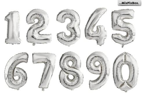 بالون أرقام 16 إنش — فضي