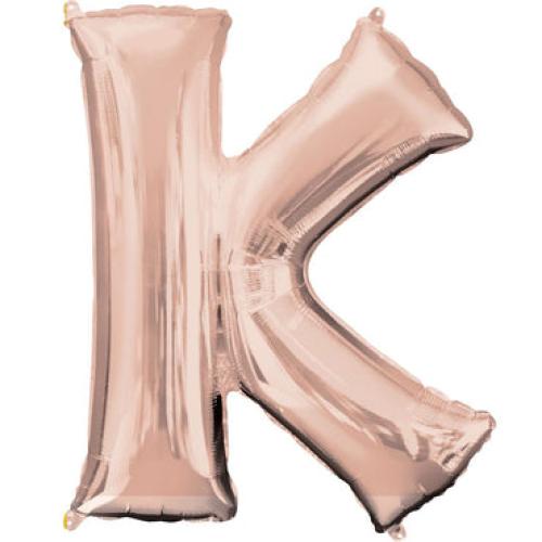 بالون حرف K فويل كبير — روز جولد 66×83 سم