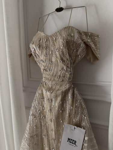 فستان سهرة فخم تطريز بالكامل كلوش