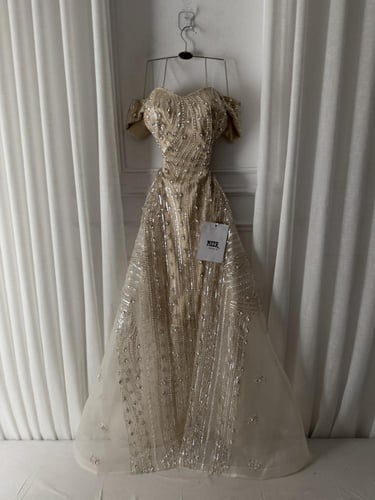 فستان سهرة فخم تطريز بالكامل كلوش