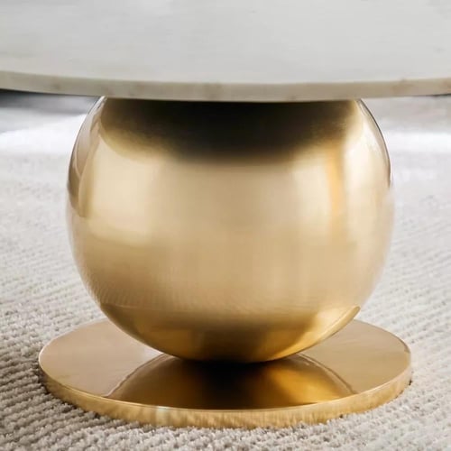 طاولة قهوة بفيررينا سطح من الرخام الأصلي ابيض بقاع...