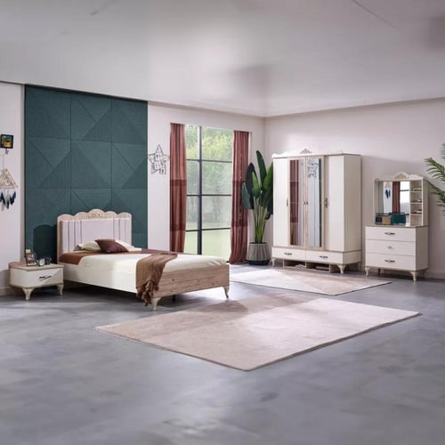 سرير توين ذكي بلوح رأسي منجد مع منفذ يو إس بي مدمج...