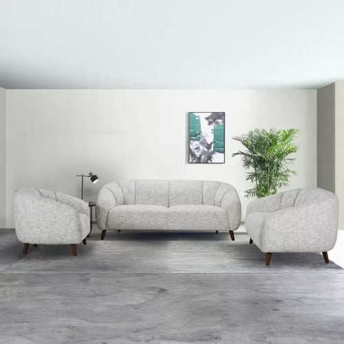 كنبة هانيا مقعدين قماش لون رمادي فاتح بأرجل معدن